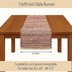 Chardin home Natural Jute Table Runner 13x90 Inch – Vintage Boho Rustic Table Decor – Handwoven Table Runner in Natural Jute and Red – Farmhouse Dining or Console Table Accent