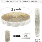 Rhinestone Ribbon 3 Yards Self Adhesive Rhinestone Strips Diamond Ribbon Sticker Crystal Roll Glitter Bling 2mm Rhinestones Tape for Crafting DIY Art Decoration (Silver,0.4 Inch)