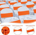 Kinlop 50 Pcs Spandex Chair Sashes Bows Chair Bands Slider Sashes for Covers Elastic Bands Ties Without Buckle Decorations for Wedding Party Events Ceremony Birthday(Orange)