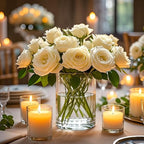 2Pcs Glass Cylinder Vases for Centerpieces, 6" x 4.7" Wide Mouth Flower Vase Hurricane Glass Candle Holders, Clear Vases Bulk with 2 Floral Tapes for Floating Candles Wedding Party Home Decor