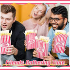 Xinnun 200 Pcs Paper Popcorn Boxes 1 oz Close Top Oil Proof Disposable Popcorn Container 6 x 4 x 2 Inch Stripes Leak Proof Popcorn Boxes for Party Movie Party Theater Night Birthday (Pink)