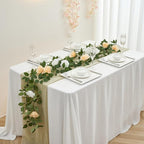 Artificial Rose Garlands Rose Vines Leaves Banners Hanging Floral Garland Fake Rose Flower Vine Wall Decorations, Champagne