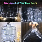 4 Pack 60LED Battery Operated Fairy Lights with Remote, 8 Modes LED String Lights with Timer, Dimmable, Memory Function, Waterproof Twinkle Fairy Lights for Outdoor Indoor Christmas Decor(Cool White)