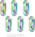 6 Pack 3'' Crystal Sun Catchers, AB Color Hanging Ornaments for Windows Sticks Prism Suncatchers for Garden Home Decor Office Living Room Windows Crystal Rainbow Maker