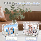3 Pack 5x7 Inch Magnetic Acrylic Picture Frame,10+10mm Thick Block,Double Sided Clear scalloped frames for Desktop Display | Trendy Home Gift ((3 Pack), 5X7)