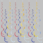 36 Pcs Red Blue Yellow Hanging Swirl Decorations Colorful Felt Swirl Streamer Spiral Ceiling Decorations Garland for Carnival Circus Clown Fiesta Festival Birthday Baby Shower Wedding Party Supplies