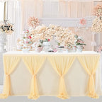 9ft Champagne Table Skirt for Weddings Table Cloth Elegant Tutu Table Skirt Cover for Birthday Party Baby Shower Dessert Buffet Banquet Decorations