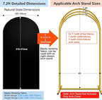 Hemmotop 7.2 ft Black Arch Backdrop Cover (No Arch Stand), Double-Sided Spandex Arch Covers Stretchy Backdrop for Party, Wedding, Birthday, Baby Shower, Reusable for Balloon Arches