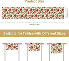 Retro Rose Table Runner, Romantic Love Elegant Plant Red Golden Flower Print Table Runner for Kitchen Dinning Table Runner Decor Home Wedding Party Holiday, 13x120 Inch