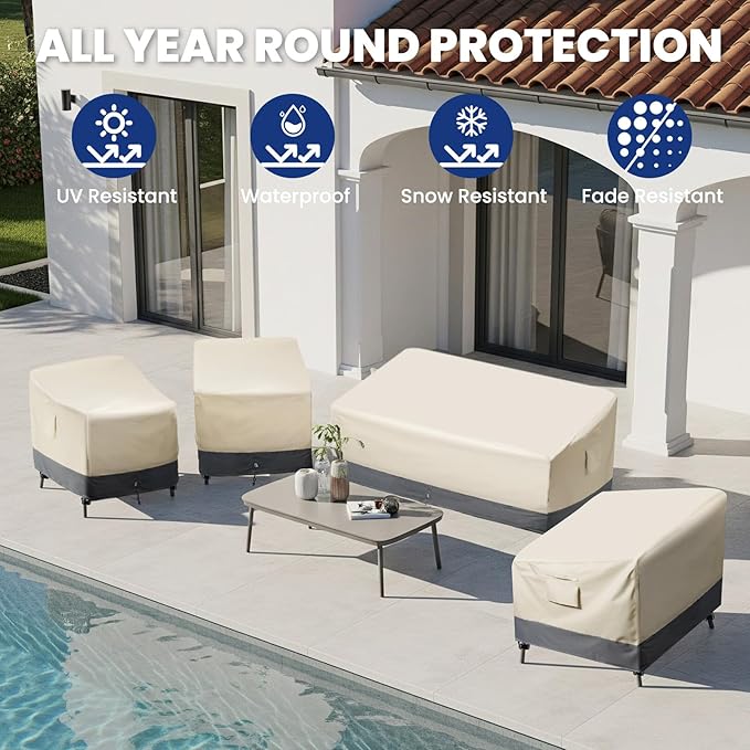 Extra Heavy Duty Outdoor Couch Cover Waterproof Up to 8000pa, Large 3-Seater Patio Sofa Cover, Lawn Patio Furniture Covers with Air Vent, 79" W x 37" D x 35"H