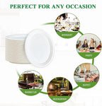 Vplus 300 Pack 100% Compostable Oval Paper Plates 12 inch Super Strong Disposable Paper Plates Bagasse Natural Biodegradable Eco-Friendly Sugarcane for BBQ, Party, Dinner, and Picnic