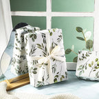 WRAPAHOLIC Kraft Wrapping Paper - Mini Roll - 17 Inch x 16.5 Feet - Eucalyptus Leaves Wrapping Paper for Wedding, Birthday, Bridal Shower, Tea Party, Drawer Liners, Home Closet Shelves
