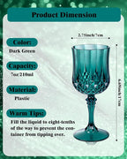 Ciaell 24PCS Green Plastic Wine Glasses - 7 Oz Plastic Goblets for Party - Green Vintage Drinking Glasses - Disposable Water Goblets Set for Wedding, Bar, Wine, Beer, Juice, Cocktail, Christmas
