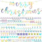 TaoBary 167 Pcs DIY Banner Kit Happy Birthday Glitter Banner Customizable Glitter Make Your Own Kit 162 Letters Symbols and Numbers 3 Rope for Birthday Halloween Wedding Christmas(Holographic)