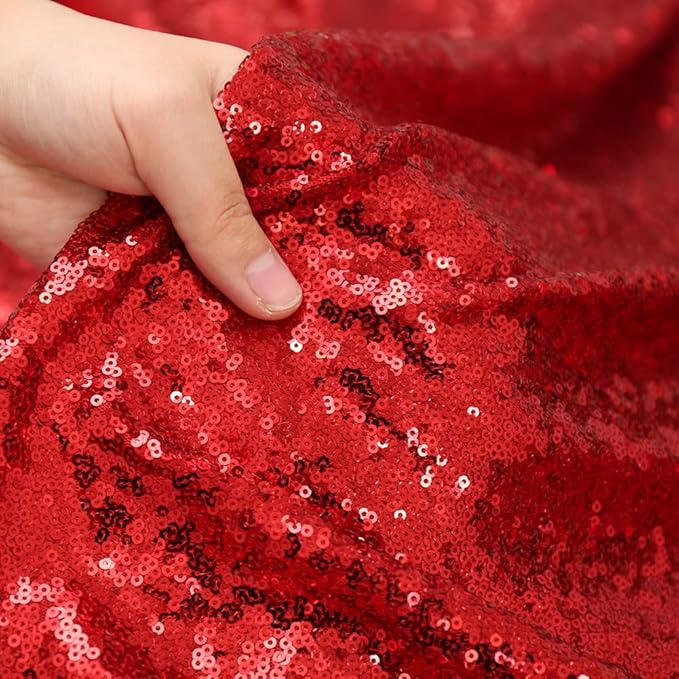 Poise3EHome Red Sequin Backdrop, 10Ft x 10Ft Glitter Photography Background Curtains for Party Wedding Birthday Christmas Valentines Day Decoration
