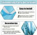 6 Pack Light Blue Foil Fringe Curtain Backdrop, 3.28Ft x 8.2Ft Metallic Tinsel Foil Fringe Streamer Curtains for Photo Booth,Birthday, Christmas Day, New Year, Wedding Party Decorations