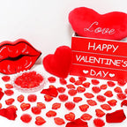 Fangoo 180PCS Red Acrylic Heart Ornaments Mini Acrylic Heart Rose Flower Lips Gems for Valentine Vase Filler Decor for Table Scatter Engagement Valentine's Day Wedding Anniversary Party（Red 12oz）