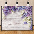 Purple Flower Wood Backdrop LFEEY 10x8ft Newborn Baby Shower Wooden Backdrop Photography Lilac Bloom Bouquet Wood Panel Wall Girls Adults Portrait Background Party Events Decoration Photo Studio Prop
