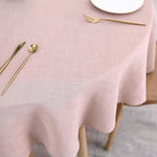 maxmill Lux Faux Linen Tablecloth with Slubby Yarn Textured Weaves Wrinkle Resistant Anti-Shrink Soft Table Cloth for Kitchen Dining Restaurant Tabletop for Event Holiday Dinner Round 70 Inch Blush