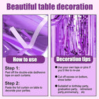 3 Pack 29 x108 Inch Light Purple Foil Fringe Table Skirts Metallic Banner for Tinsel Streamer Garland Backdrop for Parade Floats Wedding Thanksgiving Birthday Christmas New Year Party Decoration