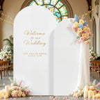 7.2FT 6FT Arch Backdrop Cover for Wedding, Set of 2 Stretchy Spandex Fitted Arch Stand Cover for Baby Shower, Birthday Party Decor, Chiara Backdrop Cover with Double-Sided Design(White, Blue)