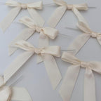 50pcs 2-1/2" Mini Satin Ribbon Bows with Twist Ties for Crafts Gift Wrapping Packing Christmas Decoration (2.5"-Ivory)