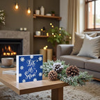 Winter Decorations Indoor Winter Decor Let It Snow Home Room Snowflakes Table Wood Box Sign Rustic Wooden Shelf Desk Decor Season Sign House Warming Gifts 5.9 x 5.9 Inch