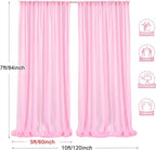 PARTISKY 10x7ft Pink Chiffon Backdrop Curtains, Wrinkle-Free Sheer Fabric Photo Drapes for Wedding Ceremony Arch Birthday Baby Shower Photography Stage Decor 5x7ft, 2 Panel