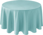 Biscaynebay Round Tablecloth 90 Inch-Auqa Blue Outdoor Fabric Table Cover-Small Circle Folding Table Cloths Linen Water Resistant for Kitchen Dining Picnic Patio Outdoor Party Restaurant Tables