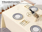 Surmente Beige Tablecloth 90 x 132-inch Rectangular Polyester Table Cloth for Weddings, Banquets, or Restaurants