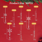 30pcs Christmas Ornaments Set for Tree- Hanging Acrylic Crystal Snowflake Icicle Drop Christmas Decorations for Winter Christmas Tree New Year Party Supplies