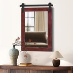 COGOOD Farmhouse Barn Door Mirror - 21 x 30 Rustic Wood Framed Wall Mirror for Bathroom, Living Room, Entryway Wall Decor (Espresso)