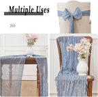 Dusty Blue 6 Pack Cheesecloth Table Runner 120 Inch 10 FT Boho Rustic Gauze for Wedding Baby Shower Party Farmhouse Summer Home Decor Washable
