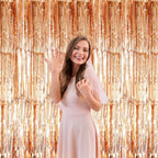 GOER 3.2 ft x 9.8 ft Metallic Tinsel Foil Fringe Curtains Party Photo Backdrop Party Streamers for Birthday,Graduation,New Year Eve Party Decorations Wedding Decor (3 Packs,Champagne Gold)