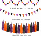 Orange Black Purple Halloween Party-Decorations - 33Pcs Banner,Streamers Tassel Garland,Tissue Pom Poms Honeycomb,Paper Lantern Fan,Birthday Wedding Baby Bridal Shower Decor Hugtmr