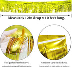 4 Pack Gold Total 40 Feet Foil Fringe Garland Metallic Tinsel Banner Wall Hanging Drapes Parade Float Skirting Decorations for Trailer Mardi Gras Party Birthday Wedding Baby Shower