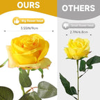 Tifuly Yellow Roses Artificial Flowers -12 pcs Realistic Single Long Stem Fake Silk Roses Bouquet for Party Home Wedding Centerpiece Office DIY Decor