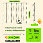 HXWEIYE 300LED Fairy Curtain Lights, 9.8x9.8Ft USB Plug-in 8 Modes Christmas String Hanging Lights with Remote for Bedroom Backdrop Wedding Party Indoor Wall Decor, Green