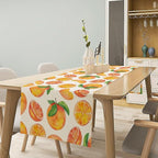 Watercolor Fruit Botanical Print Table Runner Spring Summer Orange Lemon Dinner Runner for Farmhouse Party Holiday Home Kitchen Dining Table Decor 13x90