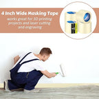 Masking Tape Bulk General Purpose Masking Painting Tape 55 Yards for Painting Home Office School Stationery Arts Crafts Basic Use, Easy Removal(4 Rolls,4 Inch)
