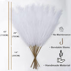 EVODIS Pampas Grass Decor Tall, 43"/110cm Faux Pampas Grass 6 Stems Large Pompass Grass Branches Tall Bulk Boho Flower Arrangement for Home Room Wedding Party Decor (White)