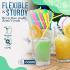 Weemium Compostable Straws Disposable 300 Pack | 100% Plant-Based Plastic-free, Disposable and Biodegradable | Flexible Colorful Drinking Straws are Best Alternative to Plastic