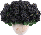 Hananona 6 Pcs Artificial Geranium Flowers for Outdoors Geranium Silk Flowers Outdoor UV Resistant Garden Plants Faux Black Flower for Home Kitchen Halloween Table Centerpieces Decor (6, Black)
