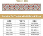 Boho Floral Vintage Table Runner, Retro Blue Red Flower Rustic Country Farmhouse Abstract Pattern for Home Kitchen Table Decor Dining Coffee Room Party Decor 13x120in