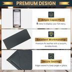 12 Pack 1 View Menu Holder Menu Covers 4.25" x 11" | Black Leather Menu Sleeves Book Style for Restaurant Coffee Bars Wine List