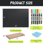 Chalkboard with Beech-Wood Base, 8 x 12 inch Tabletop Message Boards Menu Chalkboard Stand, Double Sided Blackboard for Party, Tables Decoration, Wedding, Bar and Restaurant