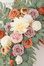 Artificial Wedding Arch Flowers Kit(Pack of 3),2Pcs Artificial Flower Arch Decor,1Pcs Sheer Drape for Wedding Ceremony Arbor for WeddingCeremony (Burnt Orange Wedding)