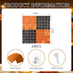 24PCS Black Orange Shimmer Wall Backdrop, Halloween Square Sequin Photo Backdrops Panel, Glitter Wall Background for Halloween, Birthdays, Weddings, Christmas, Engagements, Party Decor (4FTx6FT)