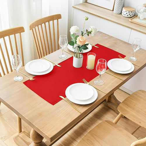 2 Pack Red Small Short Table Runner 12 x 24 Inch Solid Color Runners Coffee Table Dresser for Daily Party Home Decoration