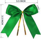 50pcs 3-1/2" Green Twist Ties Satin Green Bows with Twist Tie Bows Fish Tail Cutting(Green)